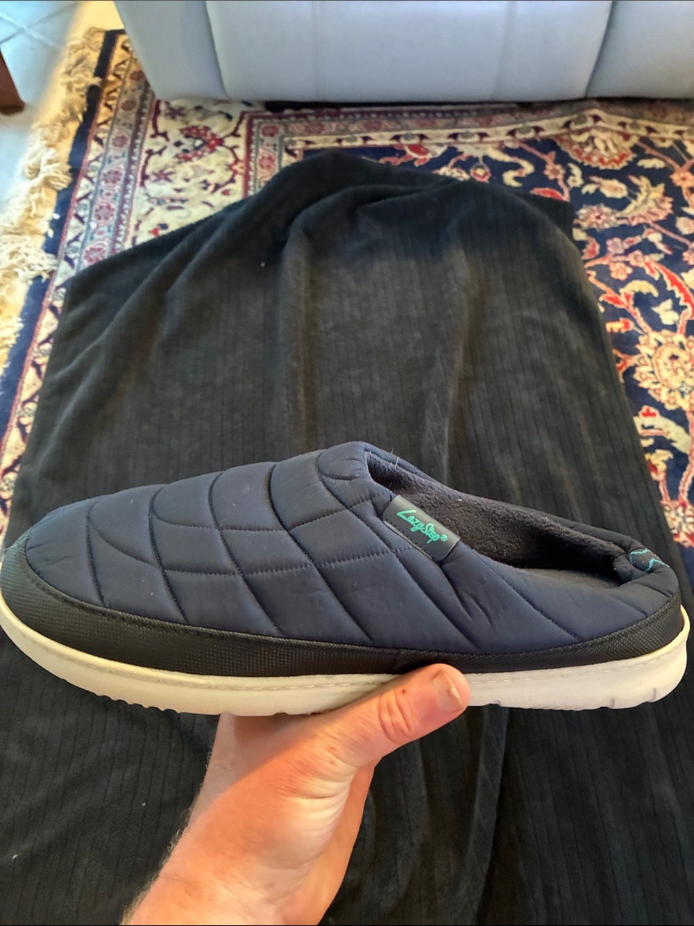 Quilted Slip-On Men's Mule - Navy